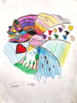 „Frieden ist möglich" unter diesem Motto gestalteten die Kinder des Don Bosco Learning Centers in Istanbul Kunstwerke, die in der Aula ausgestellt werden.