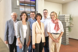 Der neue und der alte Vorstand von Don Bosco Mondo (von links): Pater Josef Grünner SDB, Bettina Ruoff, Thomas Köble, Silvia Cromm, Alexander Knauss, Dorothee Overberg e.V.