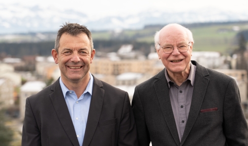 Markus Burri und Pater Toni Rogger im Don Bosco-Haus-Beromünster